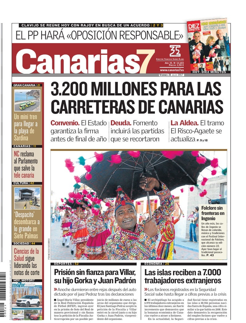 Portada Canarias7 21-07-2017