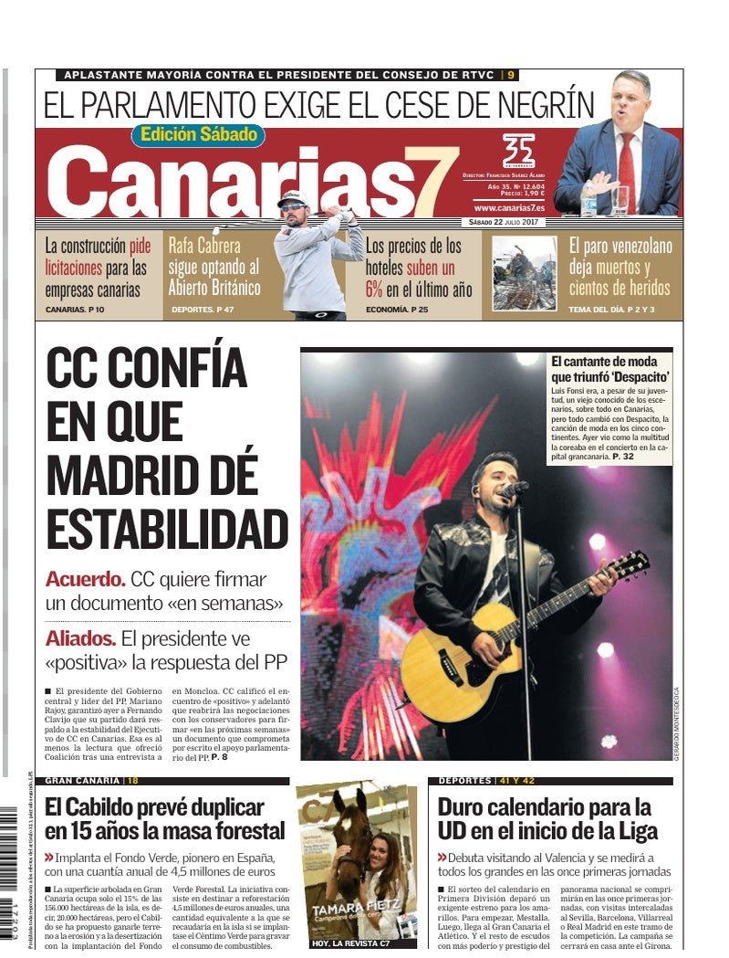 Portada Canarias7 22-07-2017