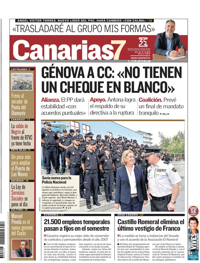 Portada Canarias7 25-07-2017