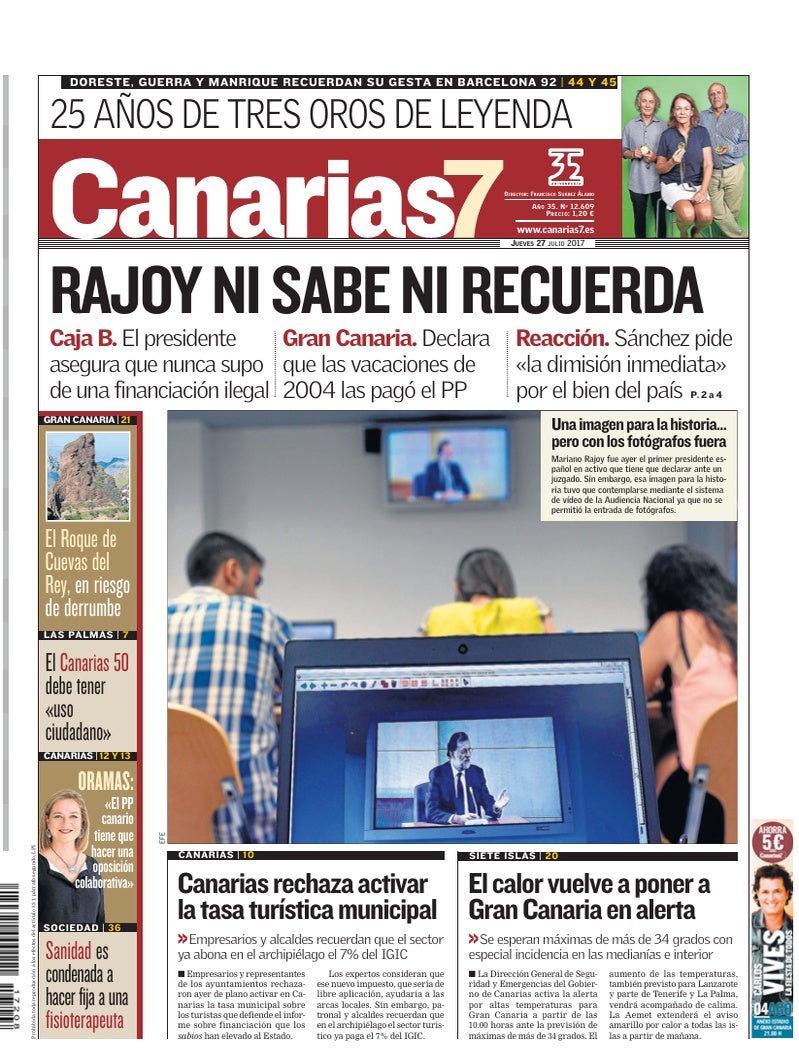 Portada Canarias7 27-07-2017