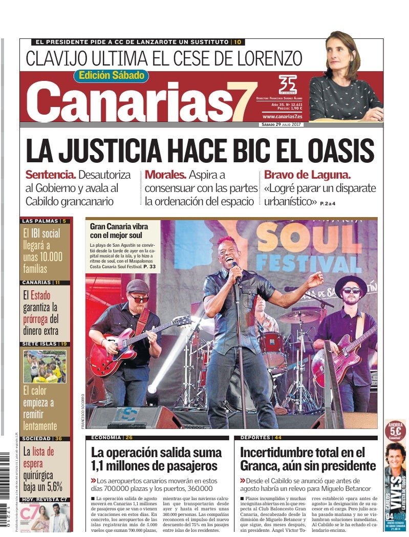 Portada Canarias7 29-07-2017