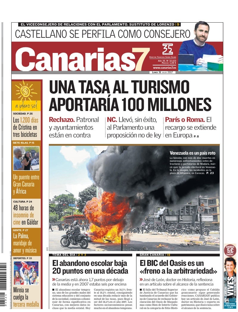Portada Canarias7 31-07-2017