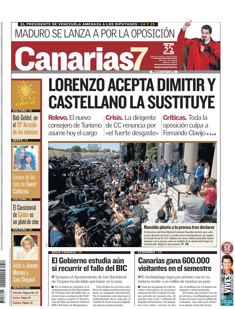 Portada Canarias7 01-08-2017