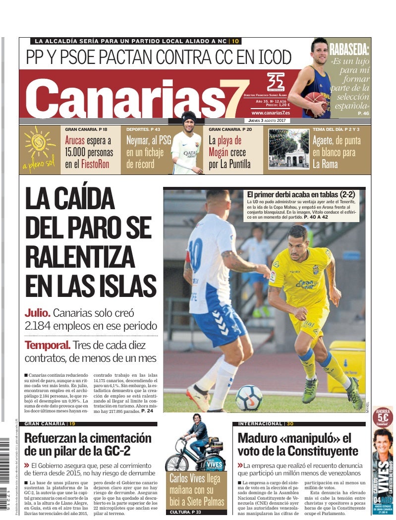 Portada Canarias7 03-08-2017