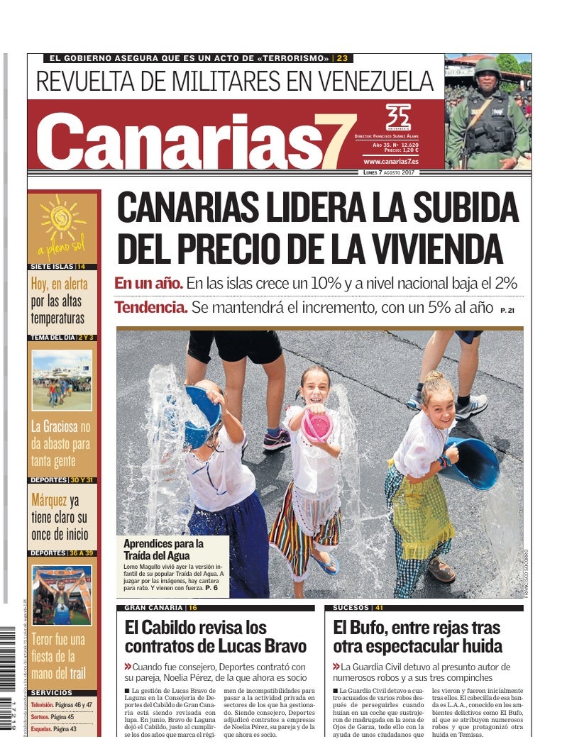 Portada Canarias7 07-08-2017