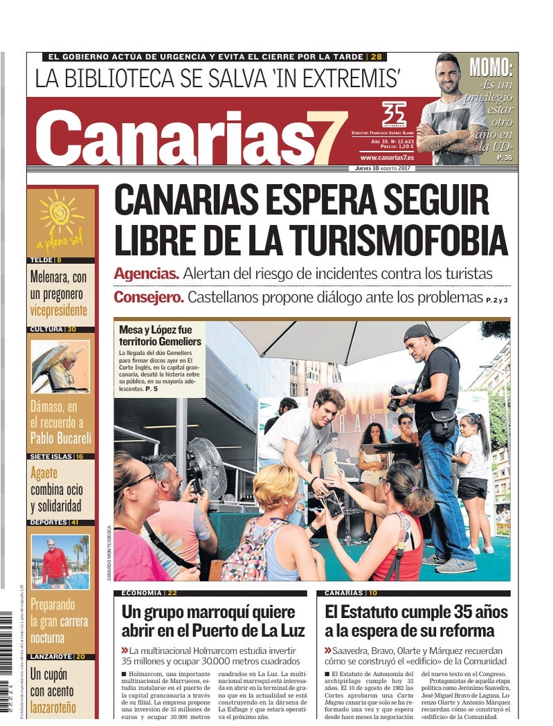 Portada Canarias7 10-08-2017