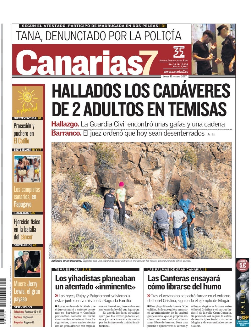 Portada Canarias7 21-08-2017