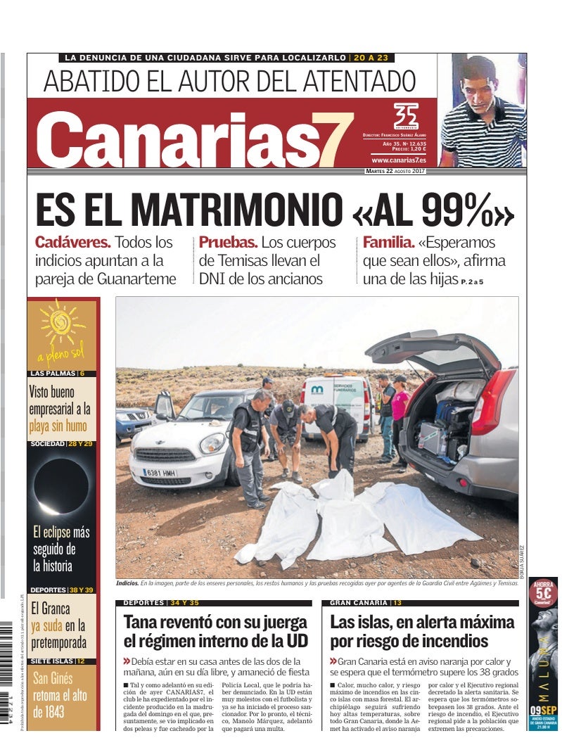 Portada Canarias7 22-08-2017