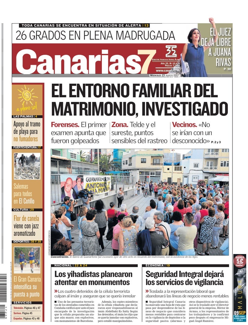Portada Canarias7 23-08-2017