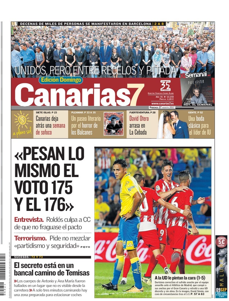 Portada Canarias7 27-08-2017