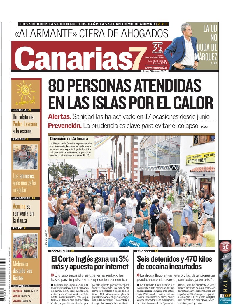 Portada Canarias7 28-08-2017