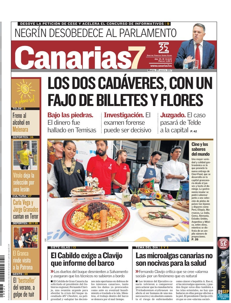 Portada Canarias7 29-08-2017