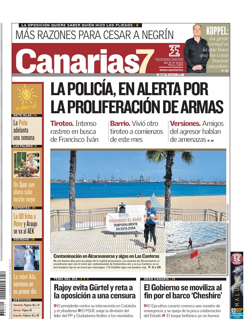 Portada Canarias7 31-08-2017
