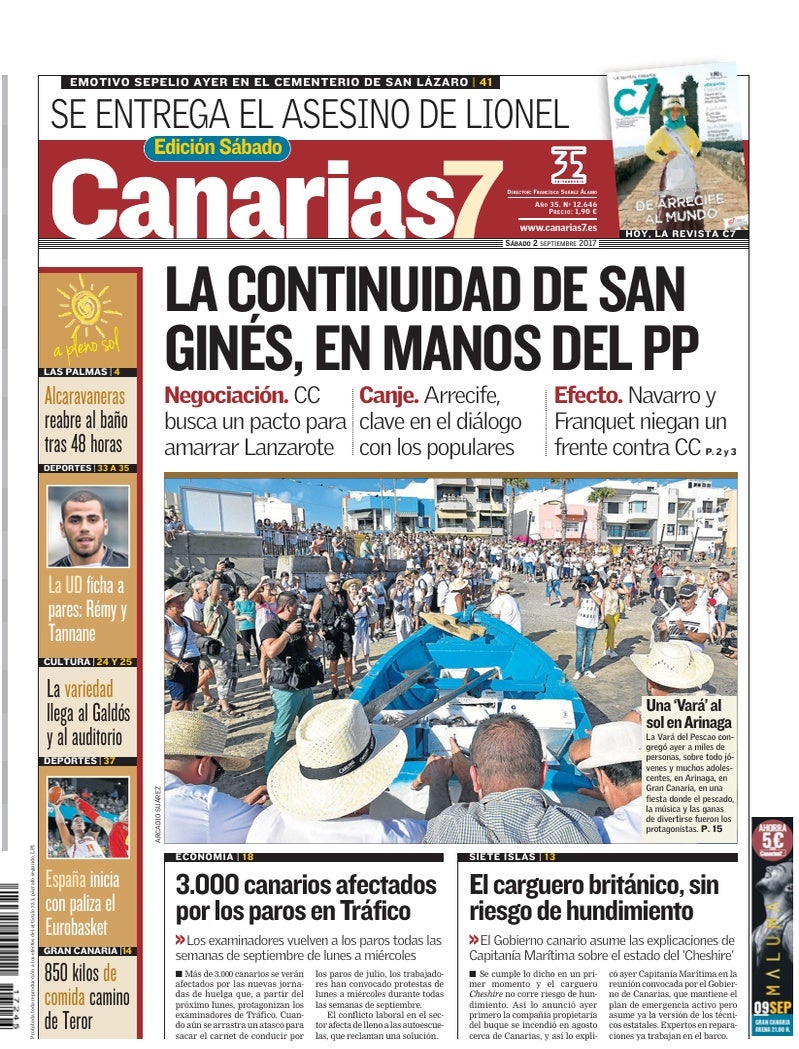 Portada Canarias7 02-09-2017