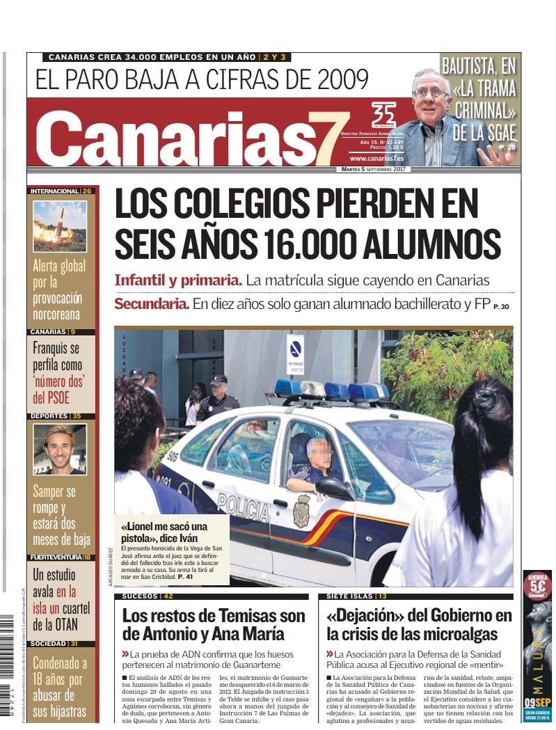 Portada Canarias7 05-09-2017