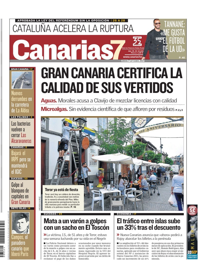 Portada Canarias7 07-09-2017