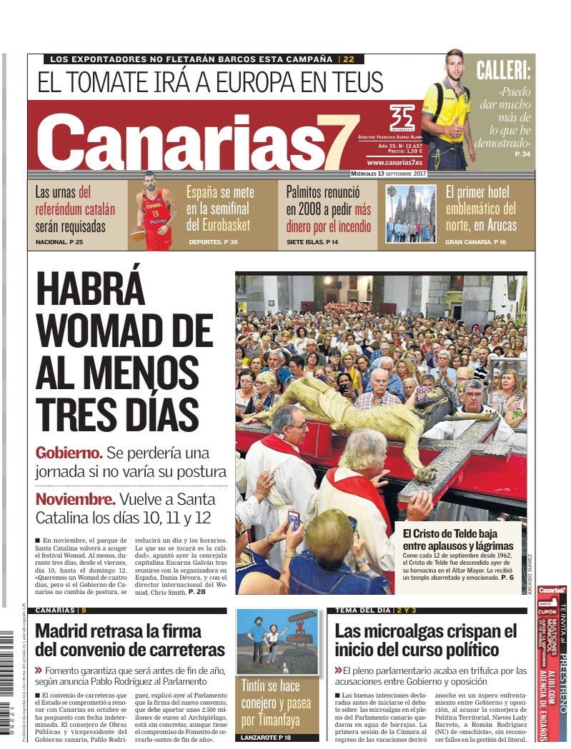 Portada Canarias7 13-09-2017