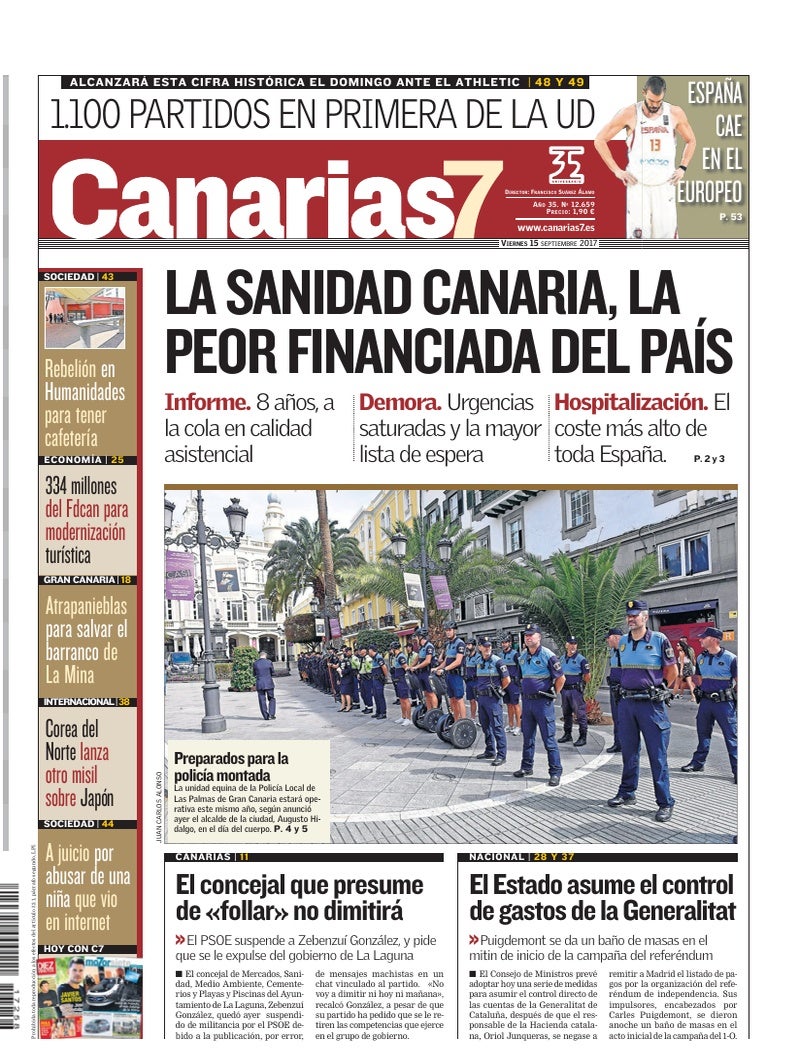 Portada Canarias7 15-09-2017