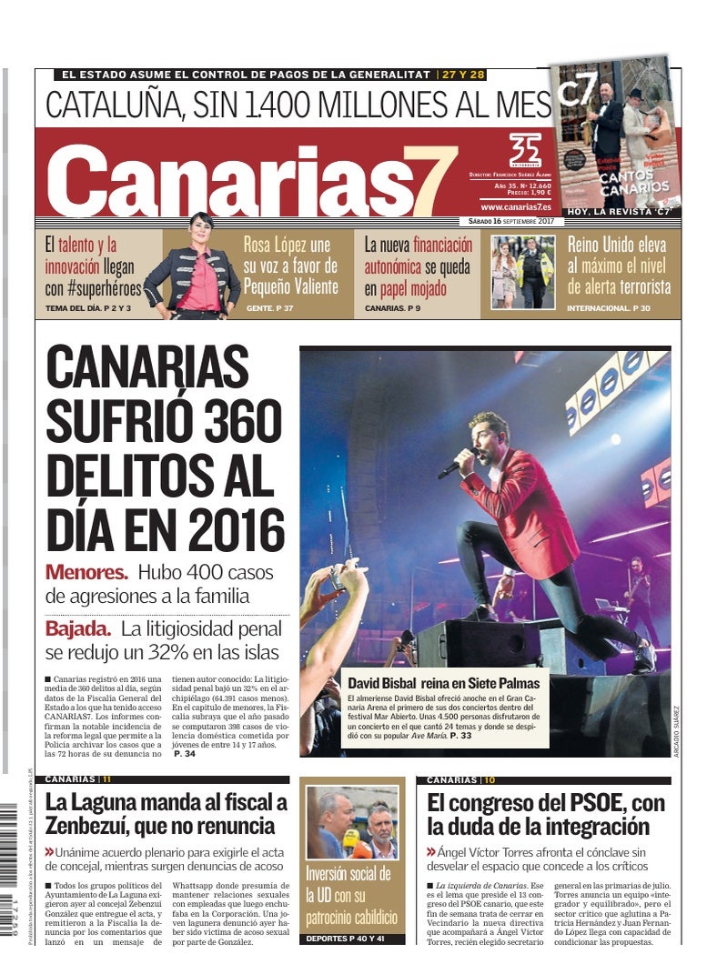 Portada Canarias7 16-09-2017