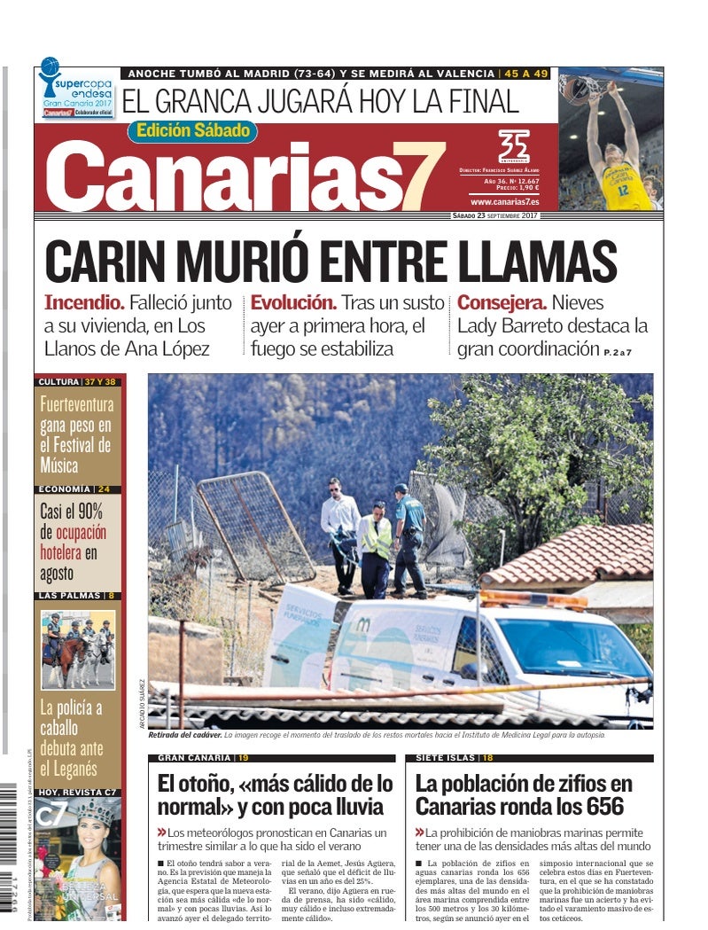 Portada Canarias7 23-09-2017
