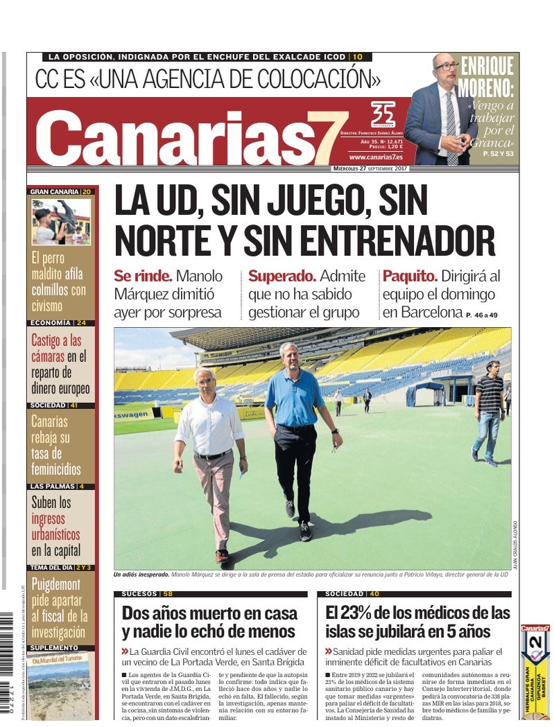 Portada Canarias7 27-09-2017