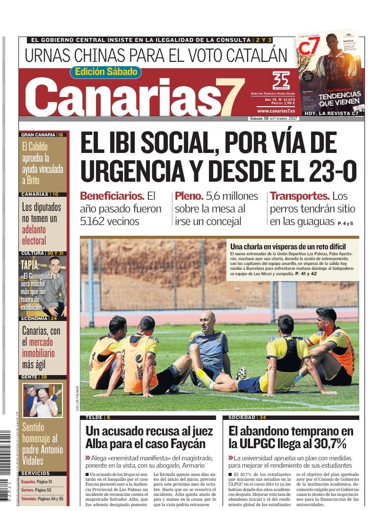 Portada Canarias7 30-09-2017