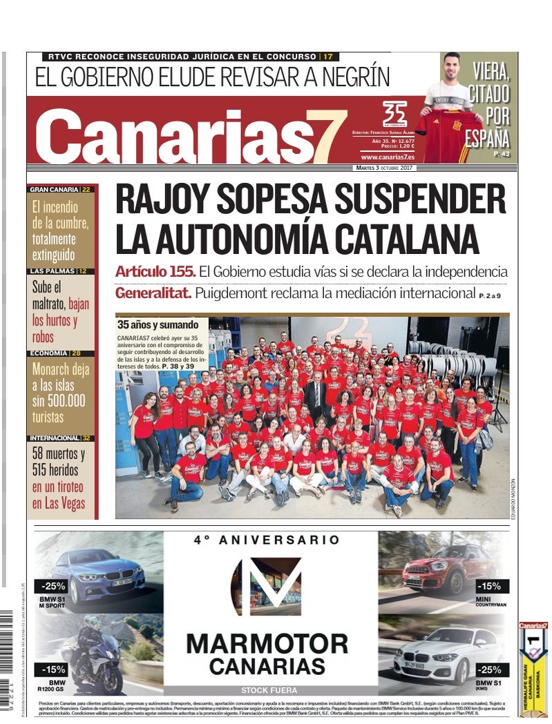 Portada Canarias7 03-10-2017