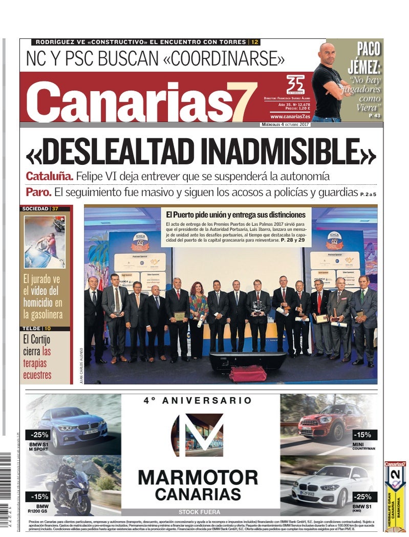 Portada Canarias7 04-10-2017