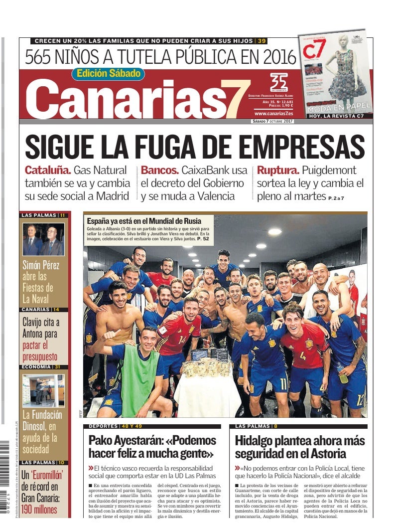 Portada Canarias7 07-10-2017