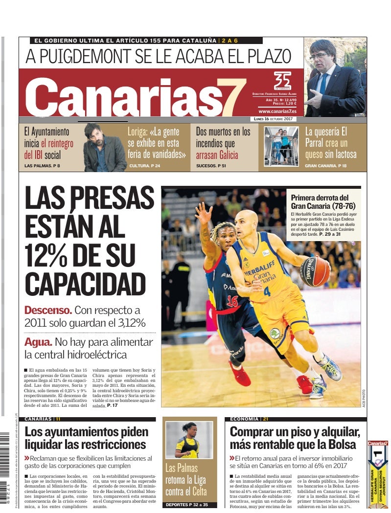 Portada Canarias7 16-10-2017