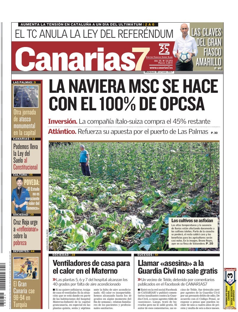 Portada Canarias7 18-10-2017