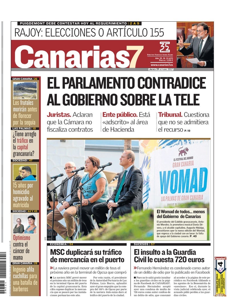 Portada Canarias7 19-10-2017
