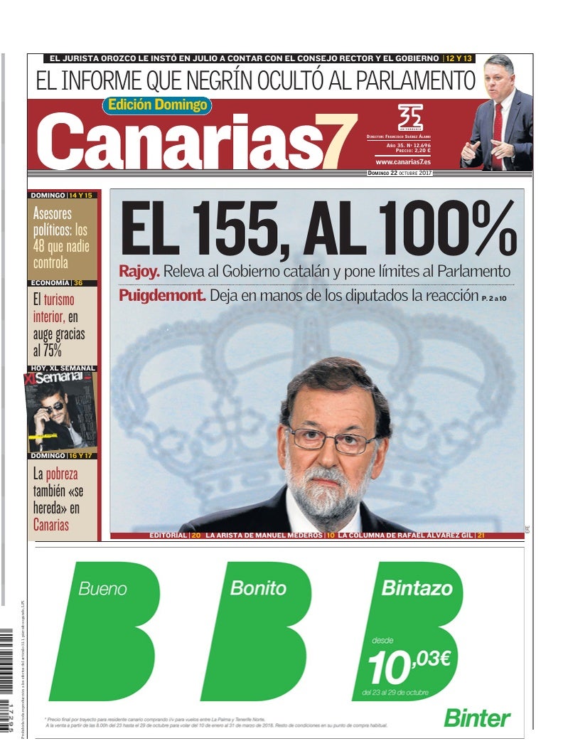Portada Canarias7 22-10-2017