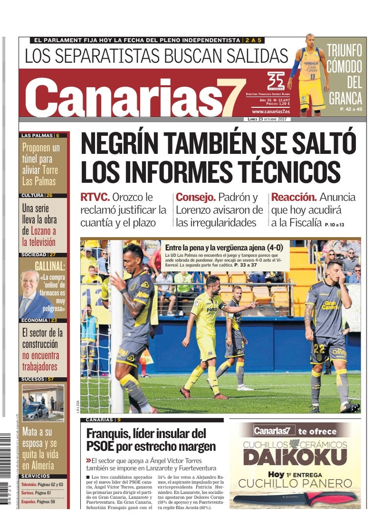 Portada Canarias7 23-10-2017
