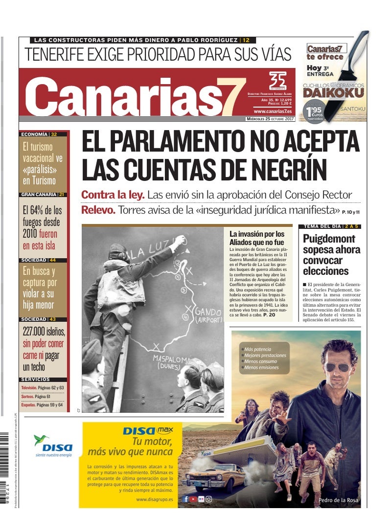 Portada Canarias7 25-10-2017