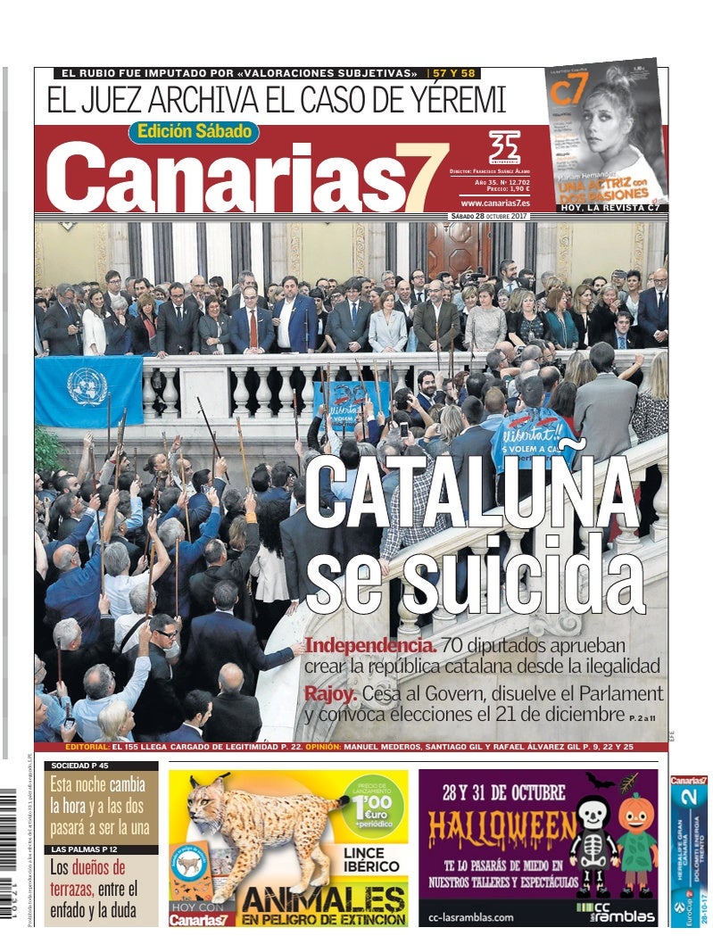 Portada Canarias7 28-10-2017