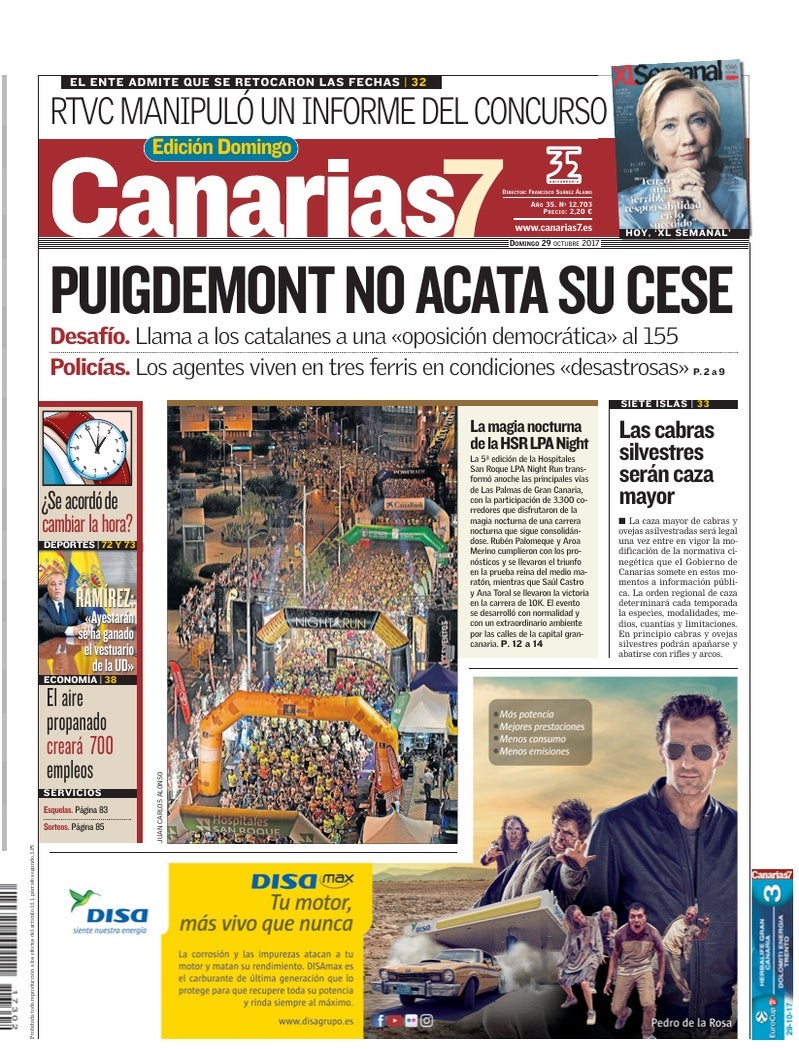 Portada Canarias7 29-10-2017