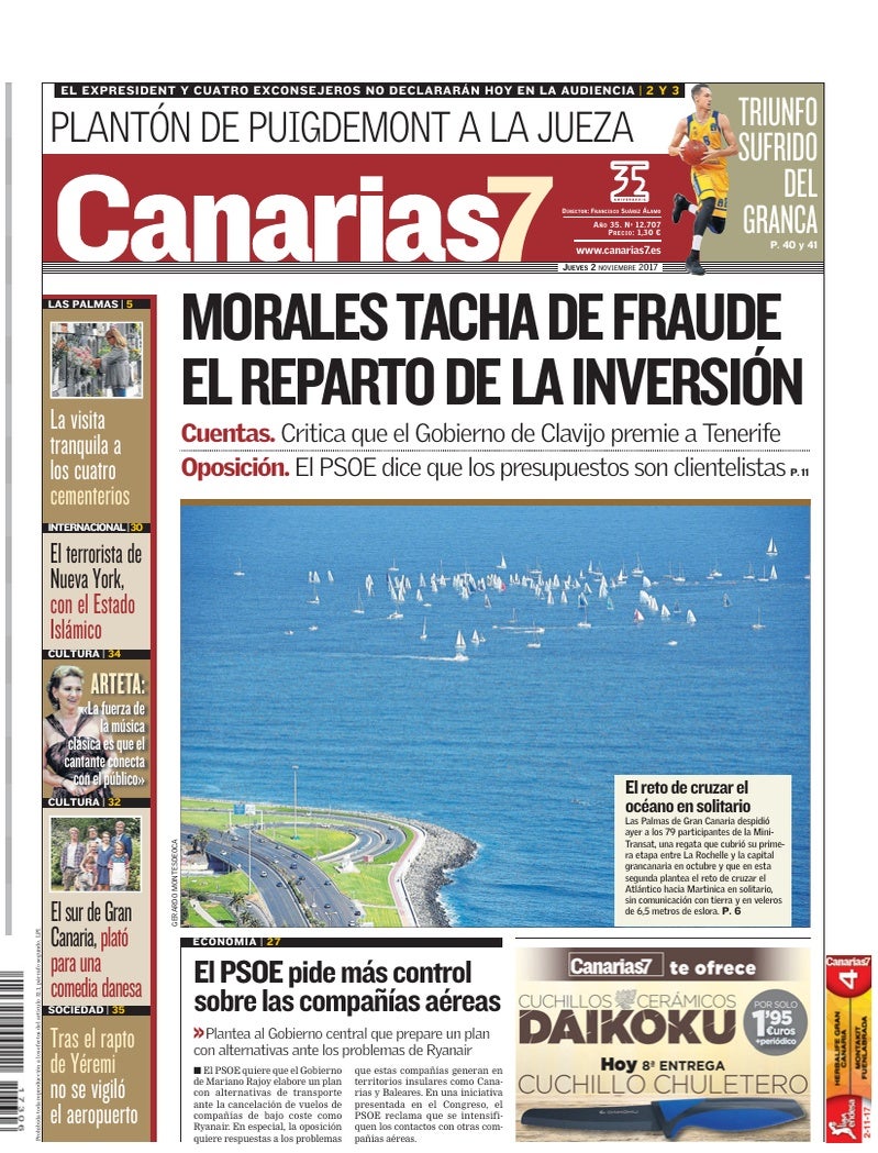 Portada Canarias7 02-11-2017