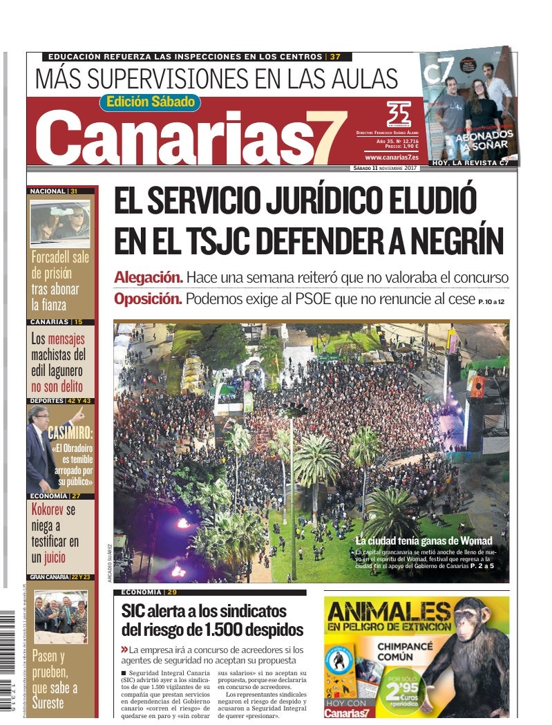 Portada Canarias7 11-11-2017