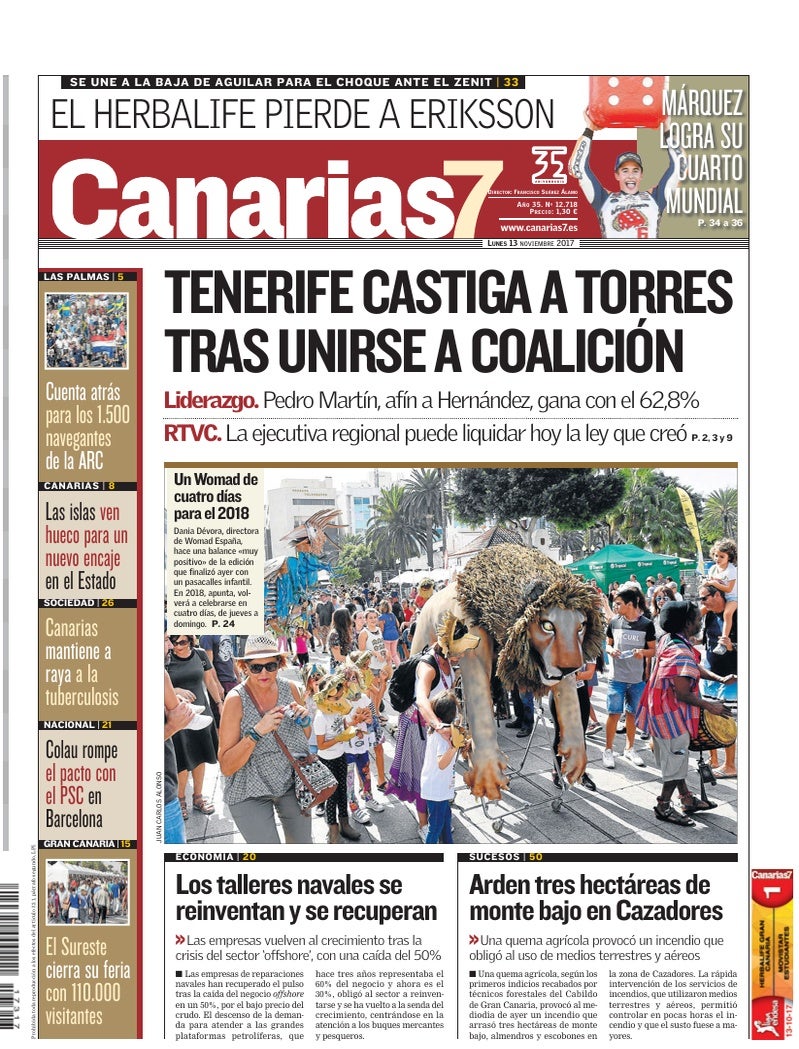 Portada Canarias7 13-11-2017