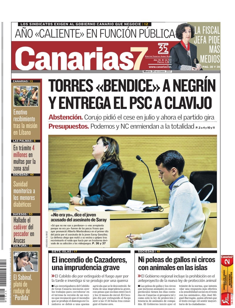 Portada Canarias7 14-11-2017