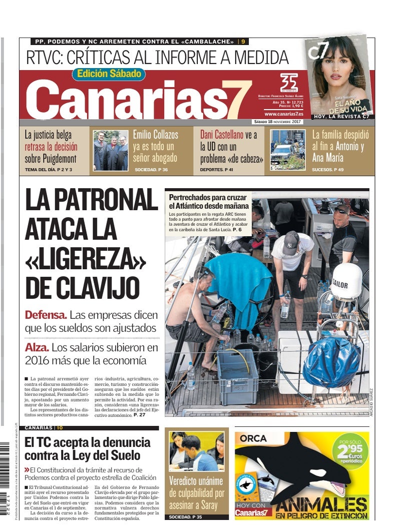 Portada Canarias7 18-11-2017