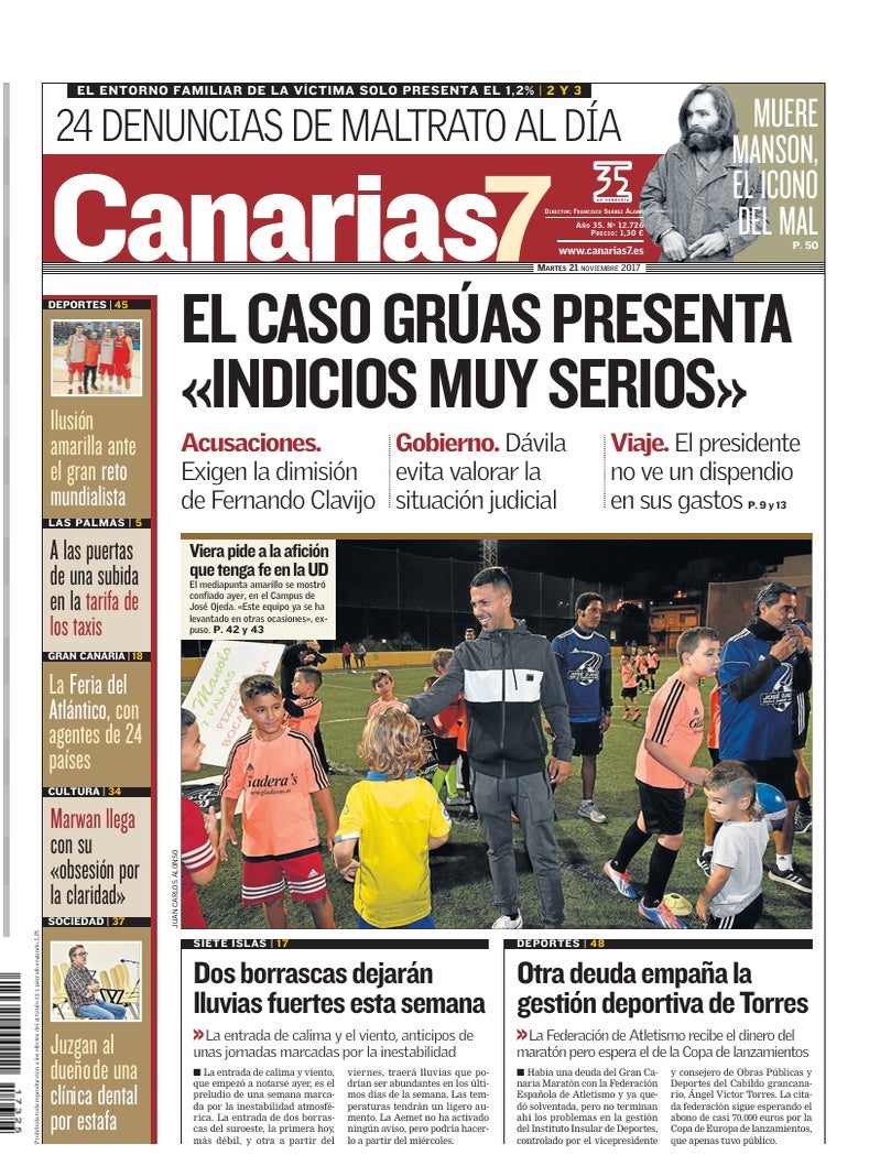 Portada Canarias7 21-11-2017