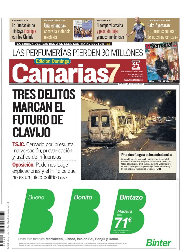 Portada Canarias7 26-11-2017