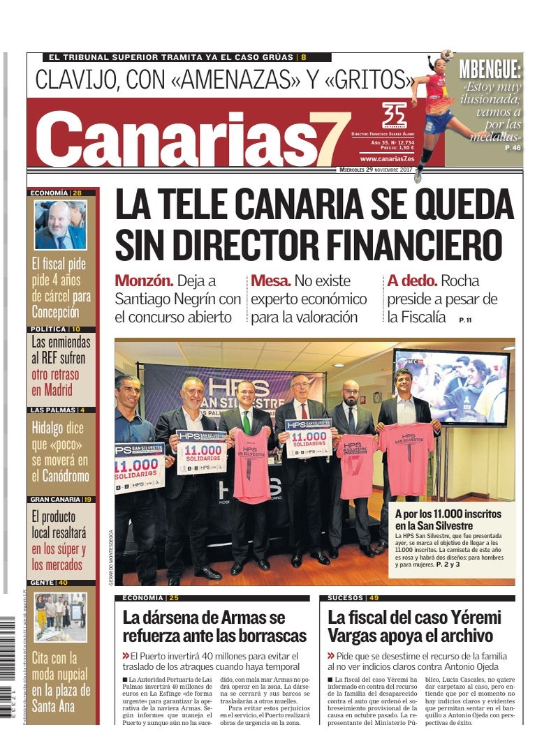 Portada Canarias7 29-11-2017