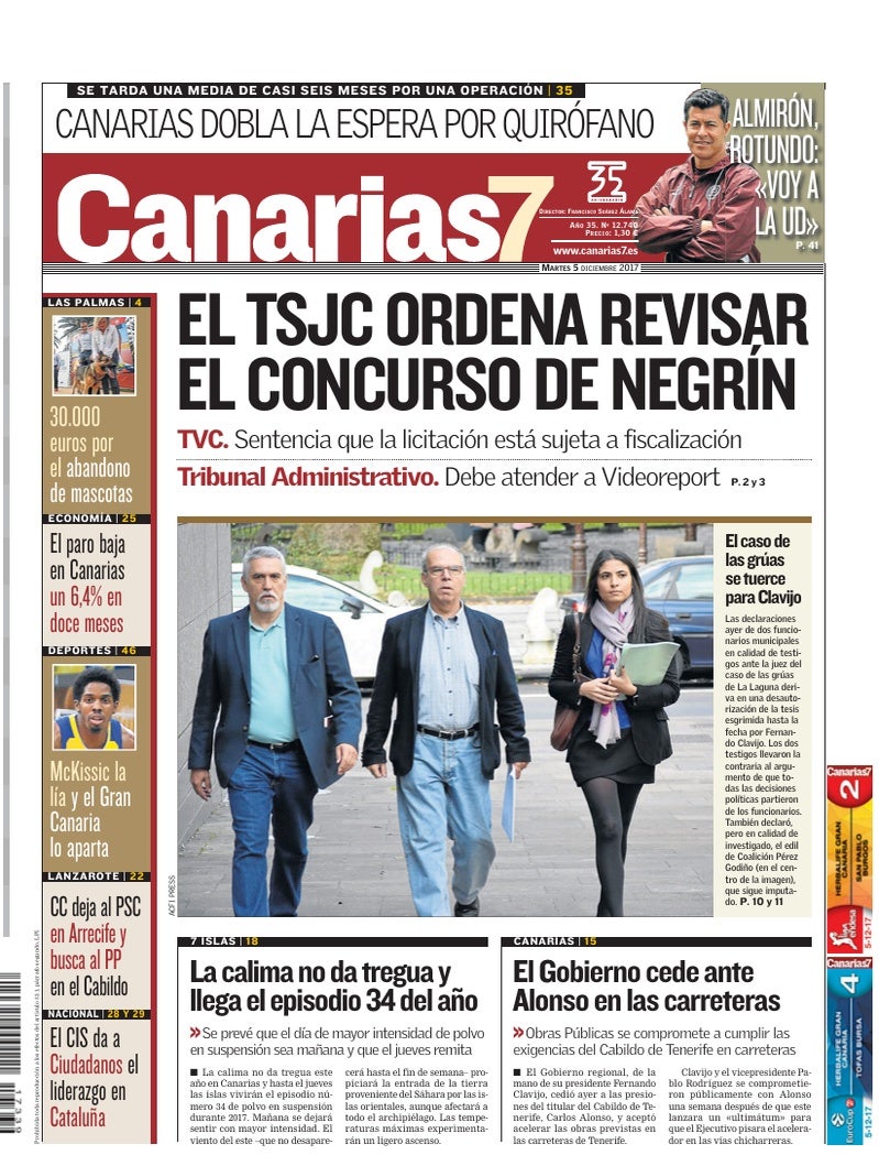 Portada Canarias7 05-12-2017