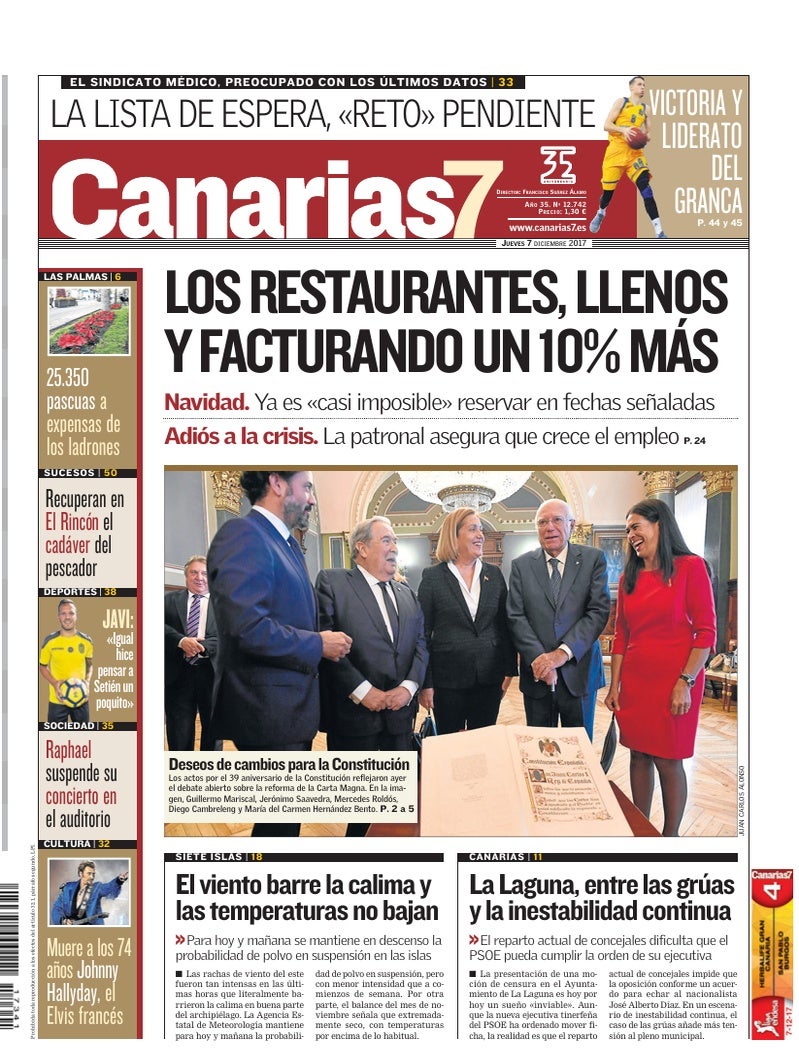 Portada Canarias7 07-12-2017