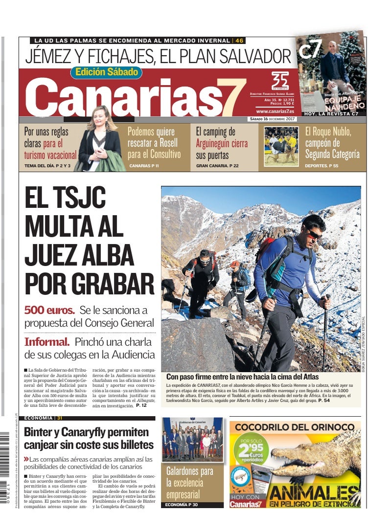 Portada Canarias7 16-12-2017