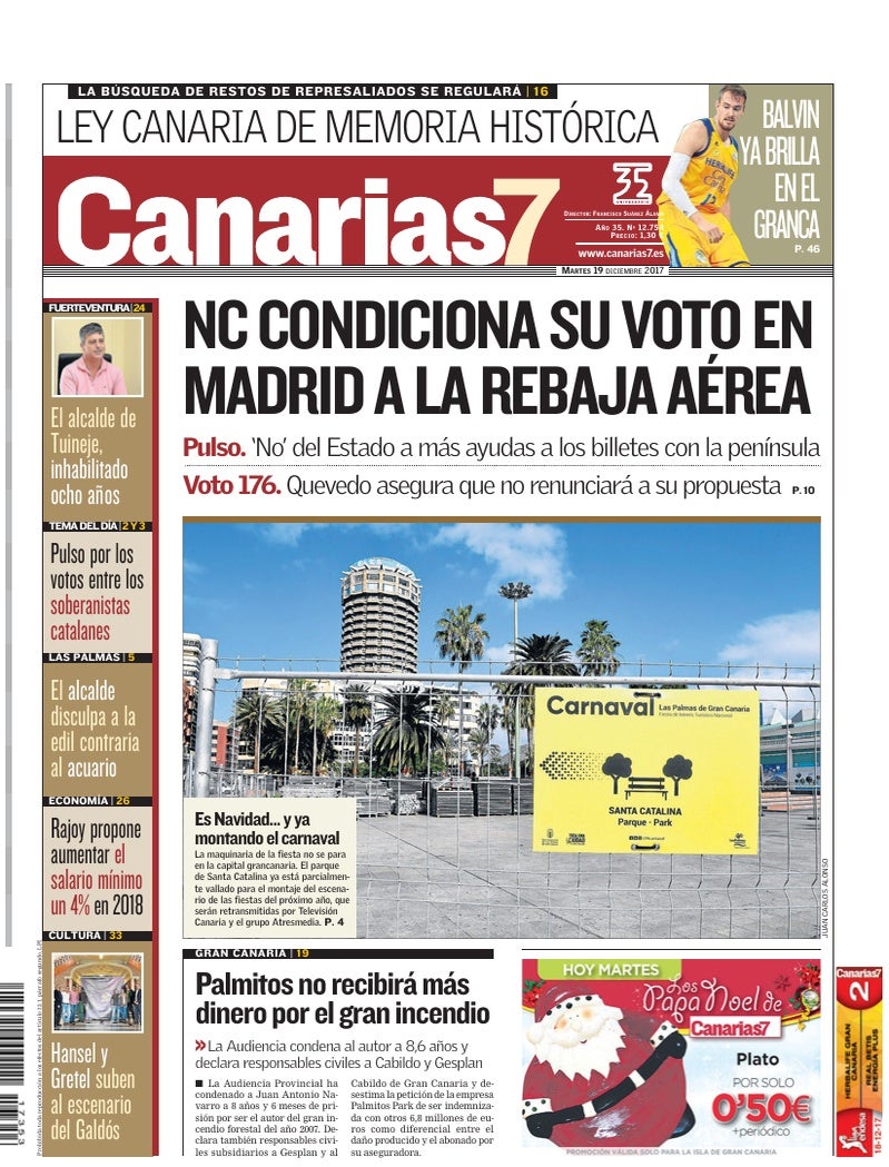 Portada Canarias7 19-12-2017
