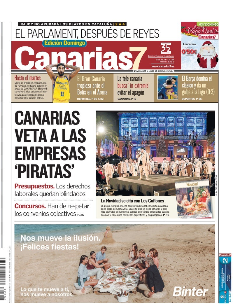Portada Canarias7 24-12-2017